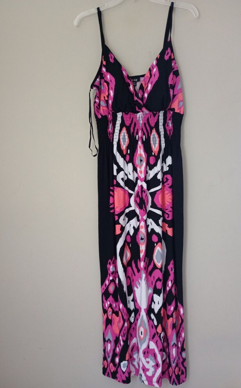 Snap Multi Color Maxi Dress Sweetheart Neckline Smocked Bodice Size 2X
